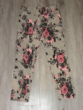 Jules & Leopold Floral Print Women's Jeans - Pink Flowers on Beige